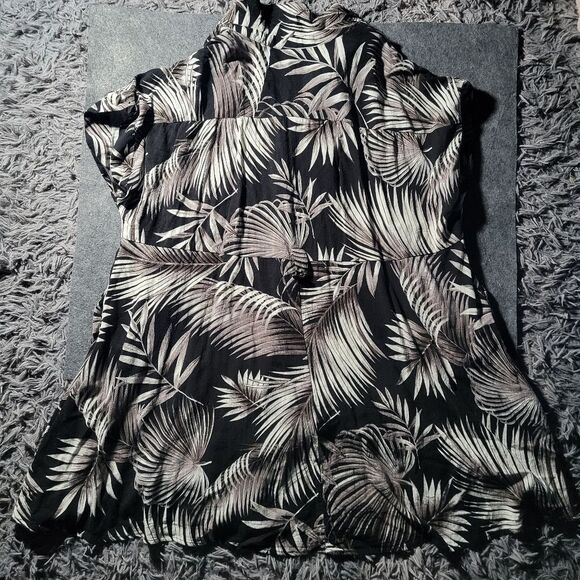 Torrid | Palm Leaf Print Slub Button Front Mini Tunic Dress 2X Vacation Bohemian - Picture 6 of 8